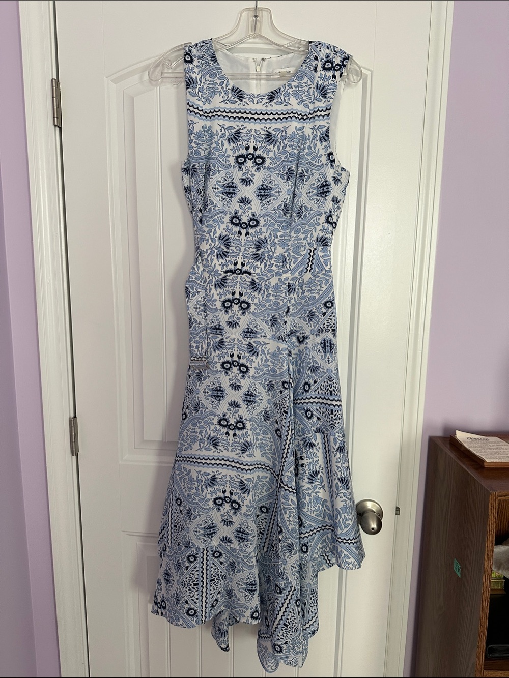 Calvin Klein White and Blue Floral Midi Dress
